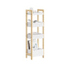 SoBuy FRG226-H-WN Meuble Salle de Bain avec 4 Étagères - Petit Meuble WC Rangement Gain de Place Étagere WC Étroite 20 cm Largeur Rangement Toilette en Bois Naturel Blanc