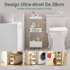 SoBuy FRG226-WN Tour de rangement salle de bain 20 cm avec 3 paniers – Blanc et bois