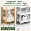 SoBuy FRG226-WN Tour de rangement salle de bain 20 cm avec 3 paniers – Blanc et bois