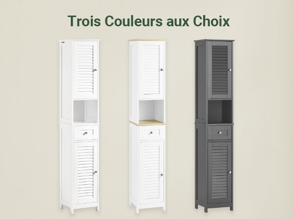 SoBuy FRG236-WN Meuble Colonne de Salle de Bain Armoire Haute Meuble de Rangement avec étagères réglables, 1 Tiroir et 2 Portes