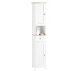 SoBuy FRG236-WN Meuble Colonne de Salle de Bain Armoire Haute Meuble de Rangement avec étagères réglables, 1 Tiroir et 2 Port