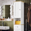 SoBuy FRG236-WN Meuble Colonne de Salle de Bain Armoire Haute Meuble de Rangement avec étagères réglables, 1 Tiroir et 2 Portes