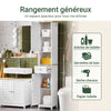 SoBuy FRG236-WN Meuble Colonne de Salle de Bain Armoire Haute Meuble de Rangement avec étagères réglables, 1 Tiroir et 2 Portes
