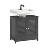 SoBuy FRG237-II-DG Meuble sous-Lavabo, Meuble sous Vasque avec Étagères Ajustables, Meuble de Salle de Bain en MDF, pour Colonne lavabo, Rangement avec Portes Anti-humidité, Gris, L60xP35xH58 cm
