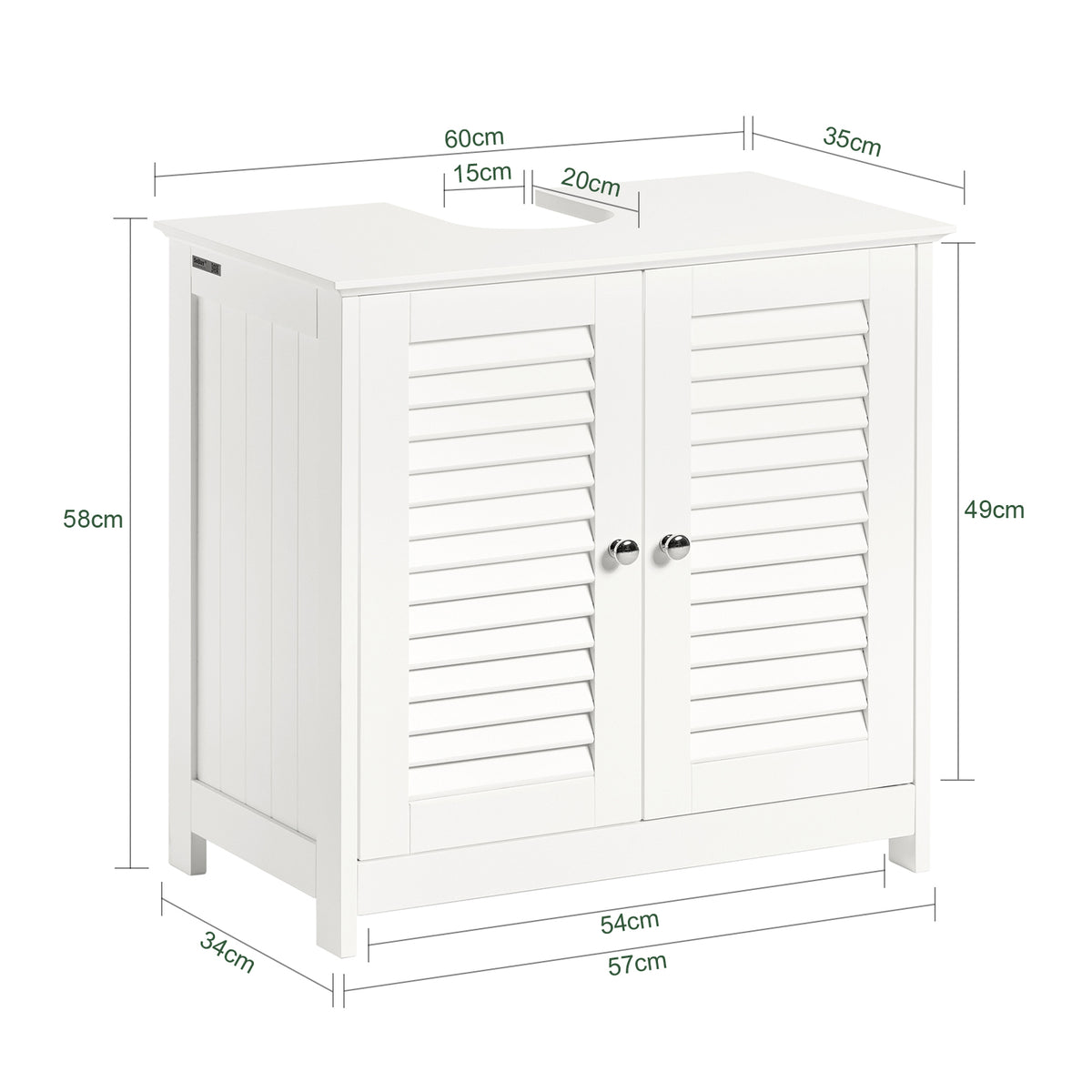 SoBuy FRG237-W Meuble Sous-Lavabo Meuble de Salle de Bain Vasque, 2 portes et 2 étages