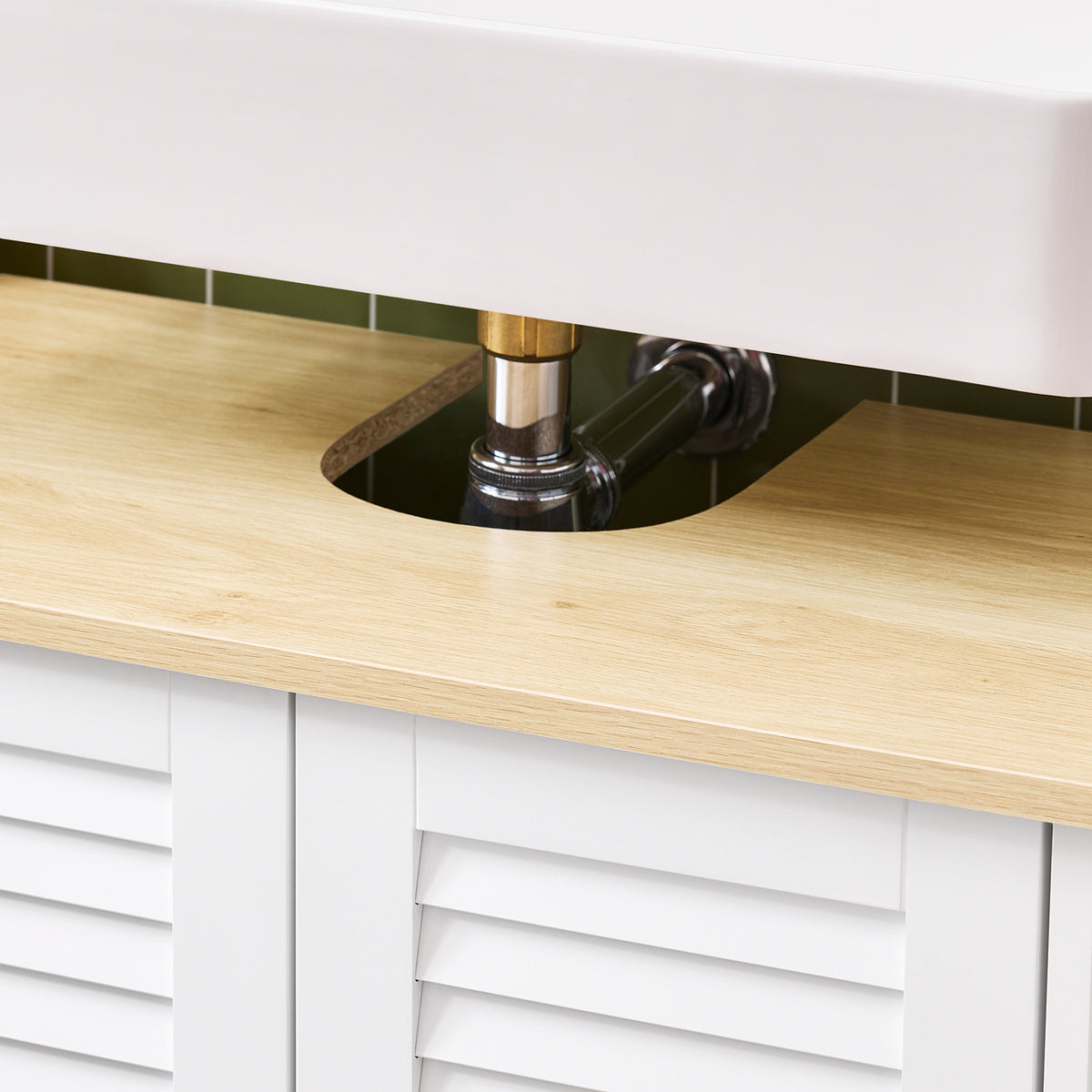 SoBuy FRG237-WN Meuble Sous Lavabo, Meuble sous Vasque avec 2 Portes et 2 Étages
