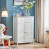 SoBuy FRG238-W Meuble de Salle de Bain avec 2 Portes Persiennes – 1 Tiroir, Étagère Réglable, 60×35×87 cm, Blanc