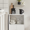 SoBuy FRG241-W Meuble Cuisine à roulettes – Desserte Cuisine avec Portes et Étagère Réglable – Meuble de Rangement Compact pour Micro-Ondes, Bureau ou Salle à Manger, 55x38x84 cm, Blanc