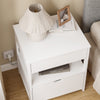 SoBuy FRG258-II-E-W Table de Chevet avec Station de Charge 4-en-1, 2 Tiroirs et Étagère – Blanc, 45×38×55,5 cm