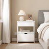 SoBuy FRG258-II-E-W Table de Chevet avec Station de Charge 4-en-1, 2 Tiroirs et Étagère – Blanc, 45×38×55,5 cm