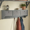 SoBuy FRG282-HG Porte Manteau Mural avec 5 Crochets et 3 Paniers - Porte Manteau Mural Bois, Meuble Entrée avec Étagère - Penderie Suspendue pour Chambre, Salon, Salle de Bain - Gris 100x20x30cm