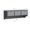 SoBuy FRG282-SCH Porte Manteau Mural avec 5 Crochets et 3 Paniers - Porte Manteau Mural Bois, Meuble Entrée avec Étagère - Penderie Suspendue pour Chambre, Salon, Salle de Bain - Noir 100x20x30cm