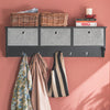 SoBuy FRG282-SCH Porte Manteau Mural avec 5 Crochets et 3 Paniers - Porte Manteau Mural Bois, Meuble Entrée avec Étagère - Penderie Suspendue pour Chambre, Salon, Salle de Bain - Noir 100x20x30cm