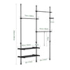 SoBuy FRG34-II-SCH Portant à vêtements télescopique robuste – Penderie ouverte réglable avec tringles et étagères, Porte-manteau pour chambre ou dressing, Noir