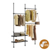 SoBuy FRG34-II-SCH Portant à vêtements télescopique robuste – Penderie ouverte réglable avec tringles et étagères, Porte-manteau pour chambre ou dressing, Noir
