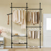 SoBuy FRG34-II-SCH Portant à vêtements télescopique robuste – Penderie ouverte réglable avec tringles et étagères, Porte-manteau pour chambre ou dressing, Noir