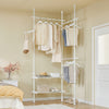 SoBuy FRG34-II-W Portant à vêtements télescopique robuste – Penderie ouverte réglable avec tringles et étagères, Porte-manteau pour chambre ou dressing, Blanc