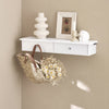 SoBuy FRG43-W Etagere Murale avec 2 Tiroirs - Étagère Flottante Moderne pour Entrée, Salon, Cuisine & Chambre - Blanc 64x15x10cm