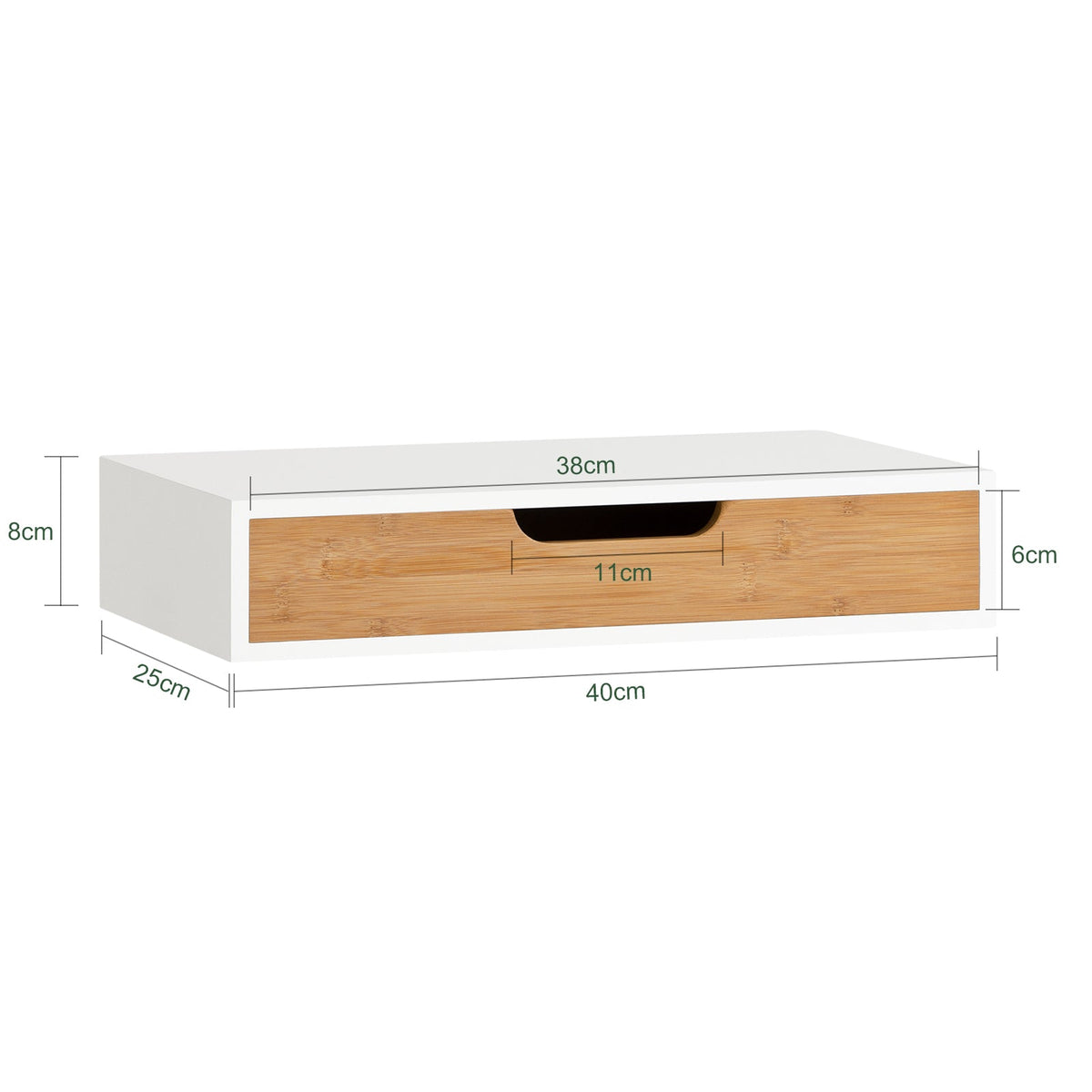 SoBuy FRG92-WNx2 Lot de 2 Étagères Murales Flottantes avec Tiroir, Étagère Murale Moderne pour Entrée, Salon, Cuisine ou Chambre, Blanc & Nature 40×24×8 cm