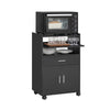 SoBuy FSB09-SCH Chariot de Cuisine sur roulettes avec Plan de Travail Extensible Meuble de Rangement pour Micro-Ondes Meuble Cuisine Noir 92×59×40 cm Idéal pour, Bureau ou Salle à Manger