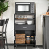 SoBuy FSB09-SCH Chariot de Cuisine sur roulettes avec Plan de Travail Extensible Meuble de Rangement pour Micro-Ondes Meuble Cuisine Noir 92×59×40 cm Idéal pour, Bureau ou Salle à Manger