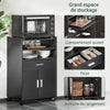SoBuy FSB09-SCH Chariot de Cuisine sur roulettes avec Plan de Travail Extensible Meuble de Rangement pour Micro-Ondes Meuble Cuisine Noir 92×59×40 cm Idéal pour, Bureau ou Salle à Manger