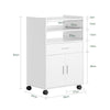 SoBuy FSB09-W Chariot de Cuisine sur roulettes avec Plan de Travail Extensible Meuble de Rangement pour Micro-Ondes Meuble Cuisine Blanc 92×59×40 cm Idéal pour, Bureau ou Salle à Manger
