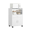 SoBuy FSB09-W Chariot de Cuisine sur roulettes avec Plan de Travail Extensible Meuble de Rangement pour Micro-Ondes Meuble Cuisine Blanc 92×59×40 cm Idéal pour, Bureau ou Salle à Manger