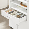 SoBuy FSB09-W Chariot de Cuisine sur roulettes avec Plan de Travail Extensible Meuble de Rangement pour Micro-Ondes Meuble Cuisine Blanc 92×59×40 cm Idéal pour, Bureau ou Salle à Manger