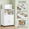 SoBuy FSB09-W Chariot de Cuisine sur roulettes avec Plan de Travail Extensible Meuble de Rangement pour Micro-Ondes Meuble Cuisine Blanc 92×59×40 cm Idéal pour, Bureau ou Salle à Manger