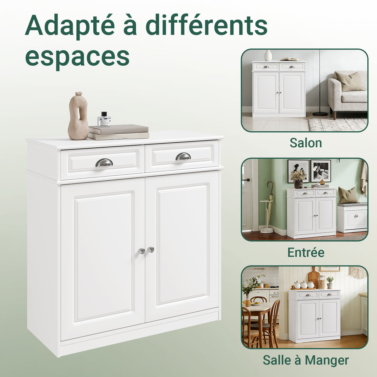 SoBuy FSB104-W Armoire à Chaussures avec Tiroirs et Étagères Réglables, Meuble d'Entrée – 80x35x82 cm, Blanc