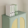 SoBuy FSB107-GR Armoire à Chaussures en Cannage avec Penderie Intégrée – 1 Tiroir, Meuble d'Entrée – 70×34×180 cm, Vert
