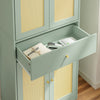 SoBuy FSB107-GR Armoire à Chaussures en Cannage avec Penderie Intégrée – 1 Tiroir, Meuble d'Entrée – 70×34×180 cm, Vert