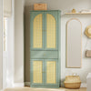 SoBuy FSB107-GR Armoire à Chaussures en Cannage avec Penderie Intégrée – 1 Tiroir, Meuble d'Entrée – 70×34×180 cm, Vert