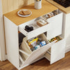SoBuy FSB111-WN Buffet de Cuisine avec Plan de Travail – 3 Tiroirs et 2 Portes, Style Scandinave – 80×38×90 cm, Blanc et Bois