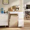 SoBuy FSB111-WN Buffet de Cuisine avec Plan de Travail – 3 Tiroirs et 2 Portes, Style Scandinave – 80×38×90 cm, Blanc et Bois