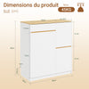 SoBuy FSB111-WN Buffet de Cuisine avec Plan de Travail – 3 Tiroirs et 2 Portes, Style Scandinave – 80×38×90 cm, Blanc et Bois