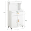 SoBuy FSB12-W Desserte, Micro-Onde à roulettes, Chariot, Meuble de Rangement Cuisine, Meuble Four, Buffet avec 1 Tiroir et 2 Portes, pour Salle à Manger, Cuisine et Salon, Blanc, L62xP40xH119 cm