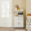 SoBuy FSB12-W Desserte, Micro-Onde à roulettes, Chariot, Meuble de Rangement Cuisine, Meuble Four, Buffet avec 1 Tiroir et 2 Portes, pour Salle à Manger, Cuisine et Salon, Blanc, L62xP40xH119 cm