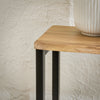 SoBuy FSB19-E Console Entrée Meuble Couloir Étagère Arrière Canapé – Structure Métal Robuste, Design Moderne Ultra Fin – Idéal pour Salon, Chambre, Entrée – 120x20x65cm, Nature et Noir