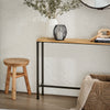 SoBuy FSB19-E Console Entrée Meuble Couloir Étagère Arrière Canapé – Structure Métal Robuste, Design Moderne Ultra Fin – Idéal pour Salon, Chambre, Entrée – 120x20x65cm, Nature et Noir