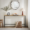 SoBuy FSB19-E Console Entrée Meuble Couloir Étagère Arrière Canapé – Structure Métal Robuste, Design Moderne Ultra Fin – Idéal pour Salon, Chambre, Entrée – 120x20x65cm, Nature et Noir