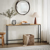 SoBuy FSB19-E Console Entrée Meuble Couloir Étagère Arrière Canapé – Structure Métal Robuste, Design Moderne Ultra Fin – Idéal pour Salon, Chambre, Entrée – 120x20x65cm, Nature et Noir