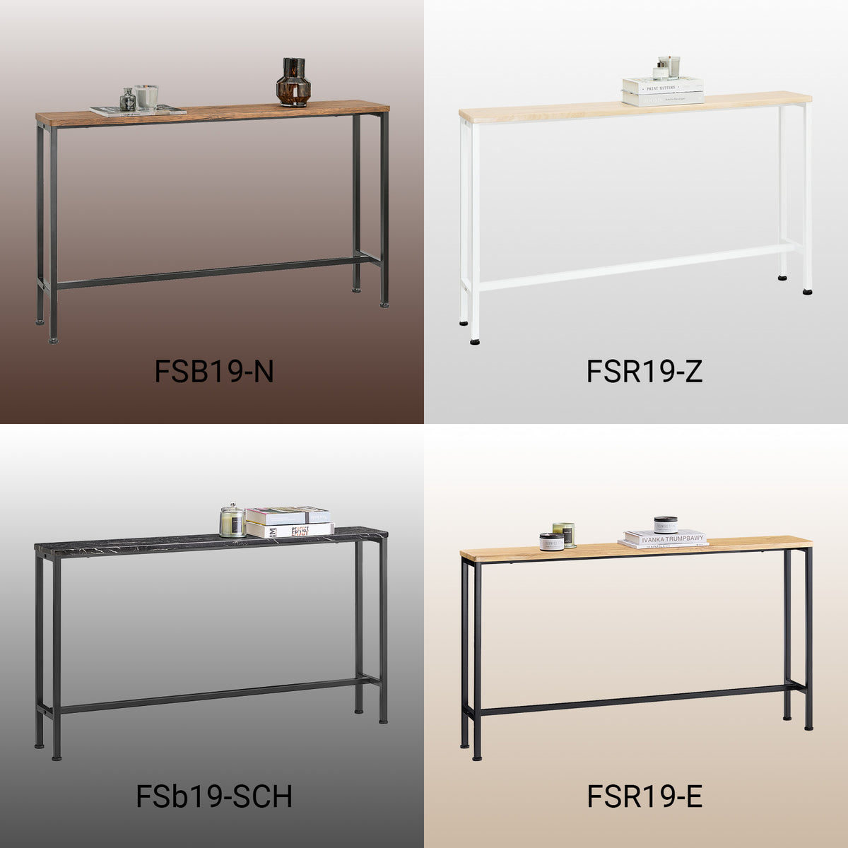 SoBuy FSB19-N Table Console Étroite, Table d'Appoint, Bout de Canapé, Table d’Entrée, Cadre et 4 Pieds en Fer, pour Salon, Entrée, Couloir, Intustriel, L120xP20xH65 cm