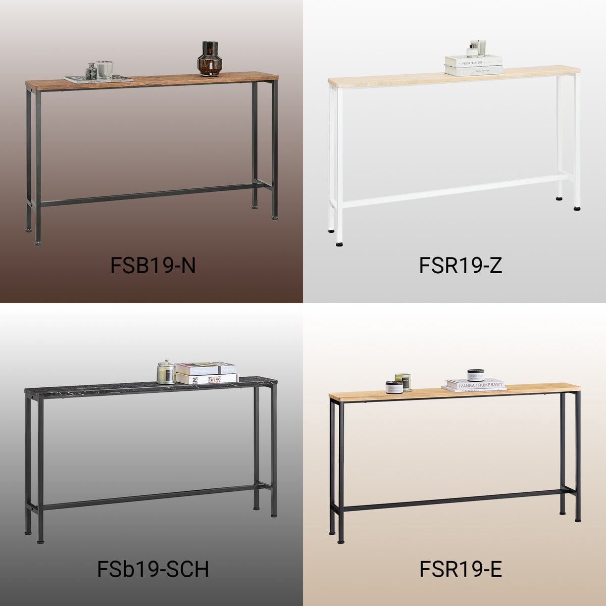 SoBuy FSB19-SCH Console d’Entrée Design Fonctionnel et Gain de Place, Design Moderne, Style Industriel, pour Salon et Chambre – L120×P20×H65 cm, Métal, Noir