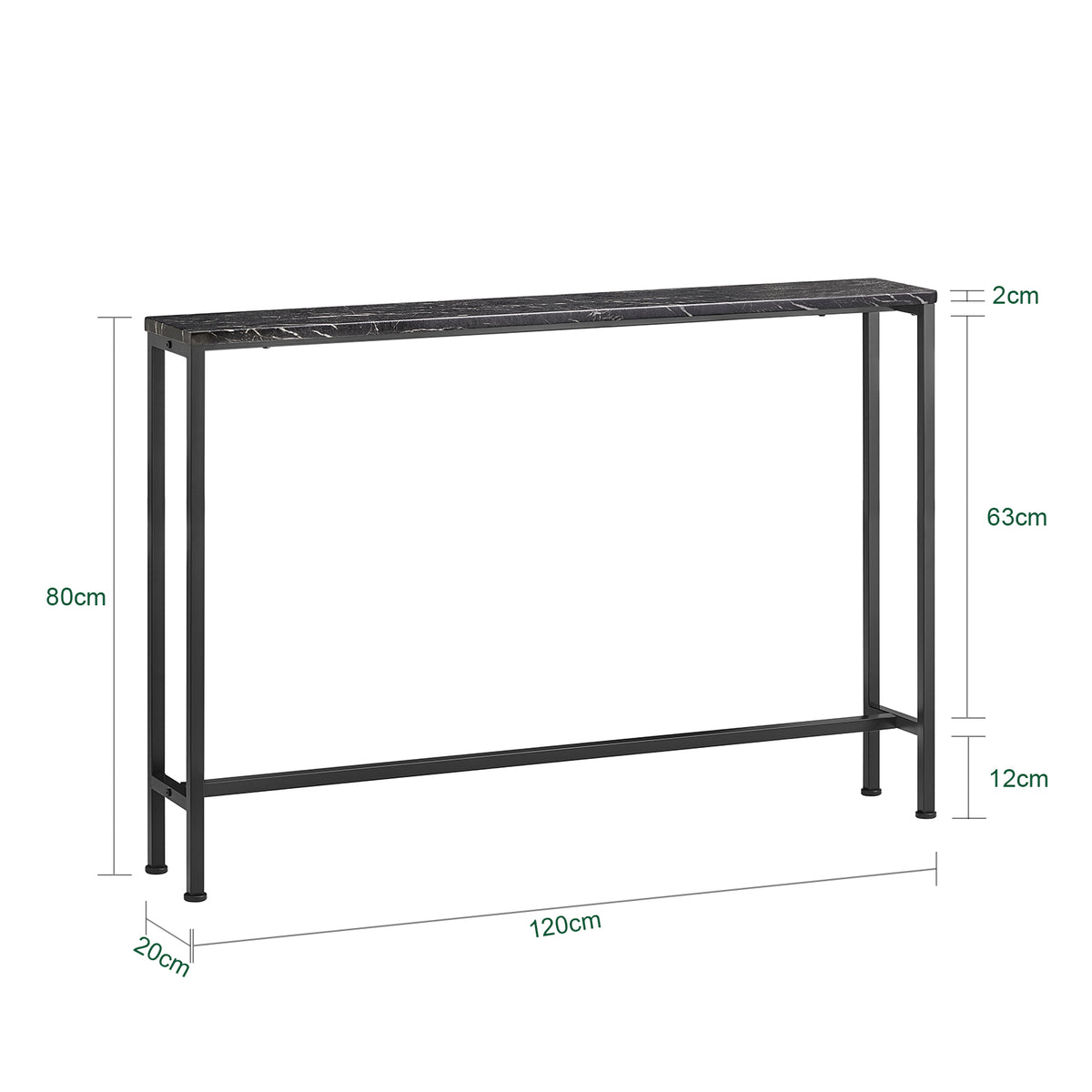SoBuy FSB19-XL-SCH Console d’Entrée Design Fonctionnel et Gain de Place, Design Moderne, Style Industriel, pour Salon et Chambre – L120×P20×H80 cm, Métal, Noir