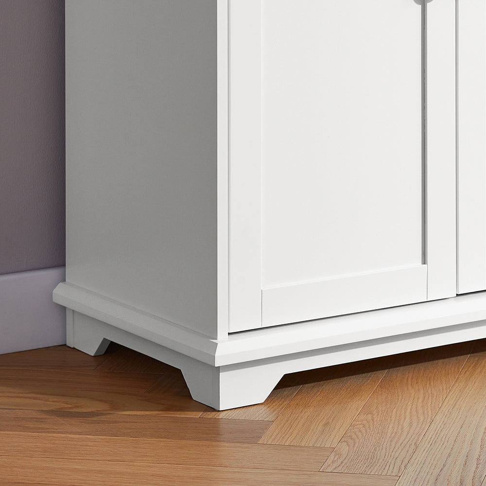 SoBuy FSB76-W Buffet Haut avec 2 Portes Vitrées, 2 Portes et 2 Tiroirs – L75×P40×H175 cm, Charge 100 kg, MDF E1, Blanc
