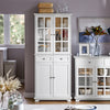 SoBuy FSB76-W Buffet Haut, Buffet de Cuisine, Armoire de Rangement, Meuble Vitrine
