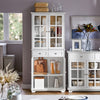 SoBuy FSB76-W Buffet Haut, Buffet de Cuisine, Armoire de Rangement, Meuble Vitrine