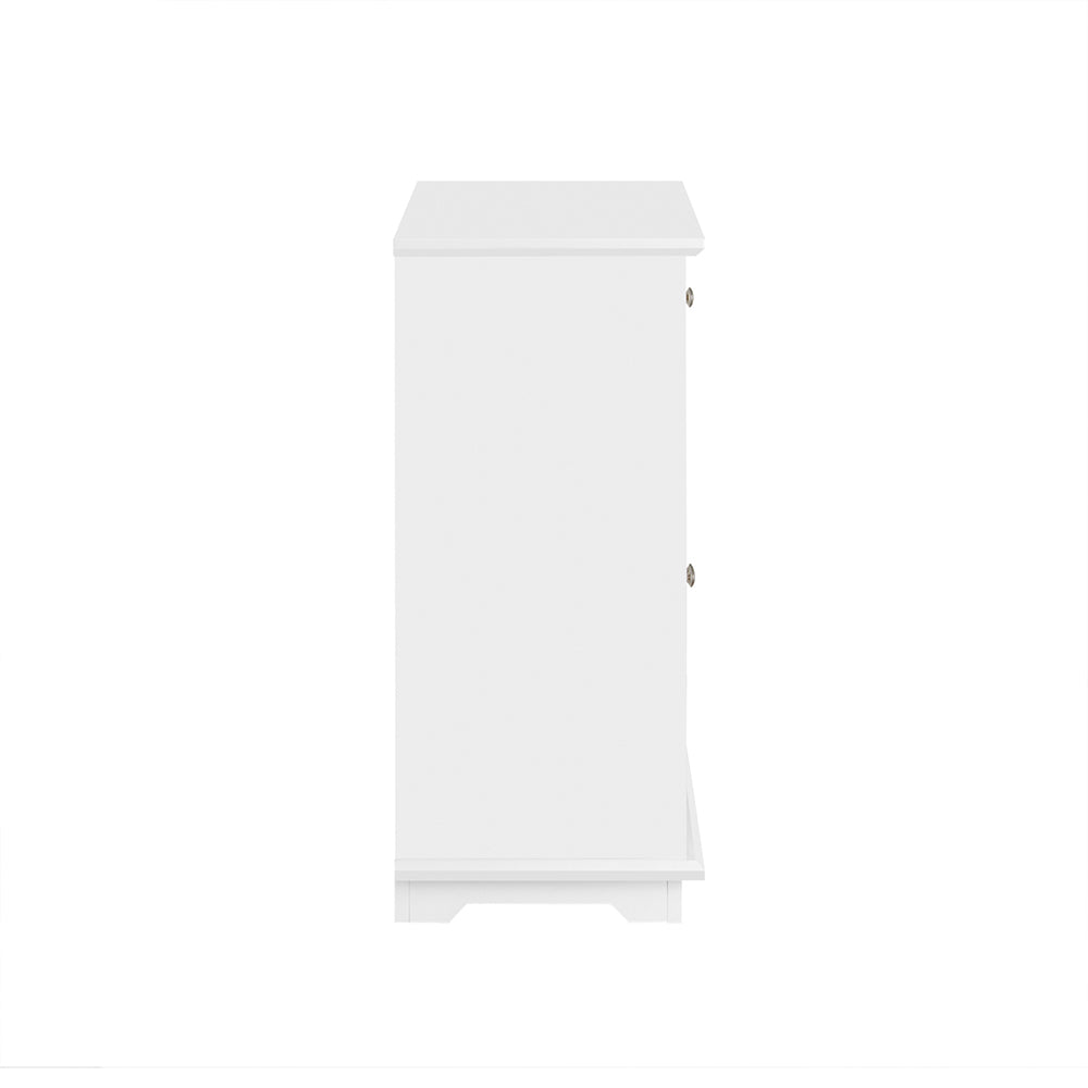 SoBuy FSB77-W Buffet Cuisine avec 3 Portes Vitrées et 2 Tiroirs, pour Cuisine et Salle à Manger, Rangement Optimisé, Design Fonctionnel – L119×P40×H90 cm, Blanc